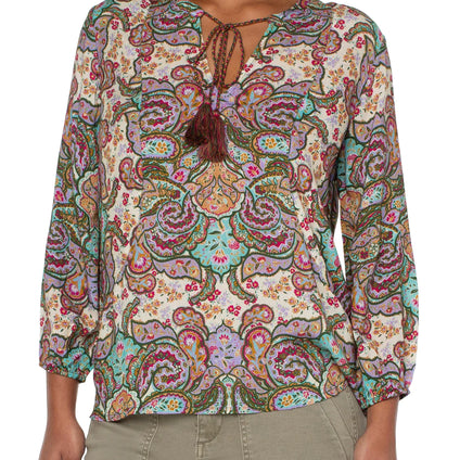 TIE FRONT POPOVER WITH FULL SLEEVE