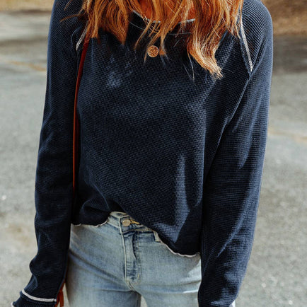 LAYERS OF SOFTNESS KNIT TOP IN NAVY