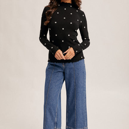 DAISY CHAIN MOCK NECK TOP