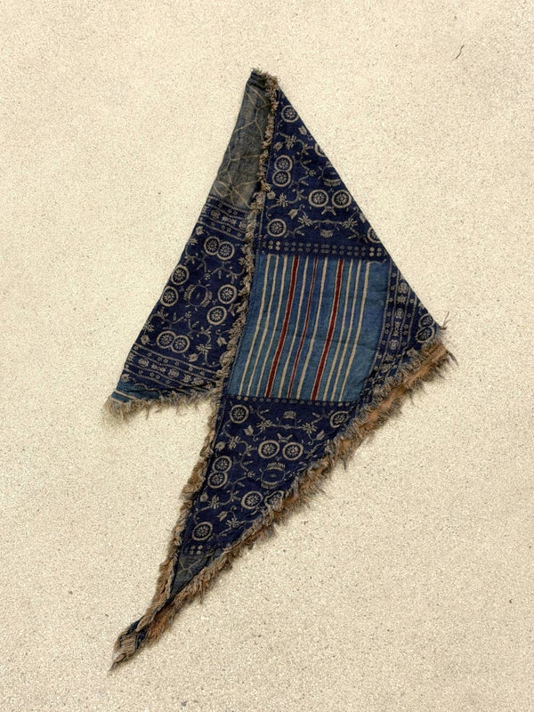 PATCHWORK NAVY TRIANGLE SCARF