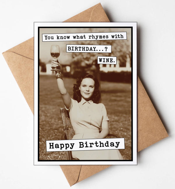 WINE RHYME BIRTHDAY CARD