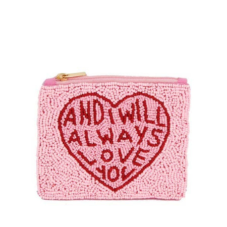 AND I WILL ALWAYS LOVE BEADED COIN PURSE