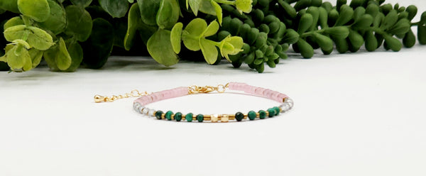 MALACHITE ROSE QUARTZ CLASP BRACELET