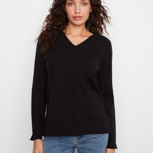 NOT YOUR BASIC V NECK SWEATER