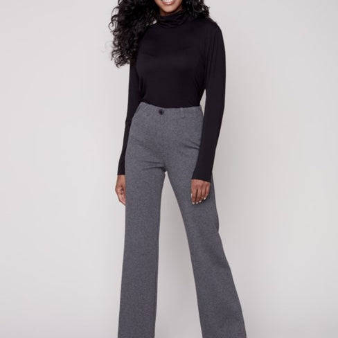HOUNDSTOOTH FLARE LEG KNIT PANT