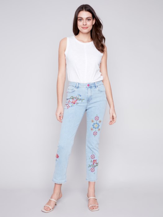CROSS STITCH EMBROIDERED JEANS