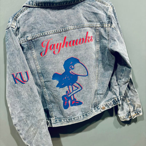 KU VINTAGE JAYHAWK JEAN JACKET