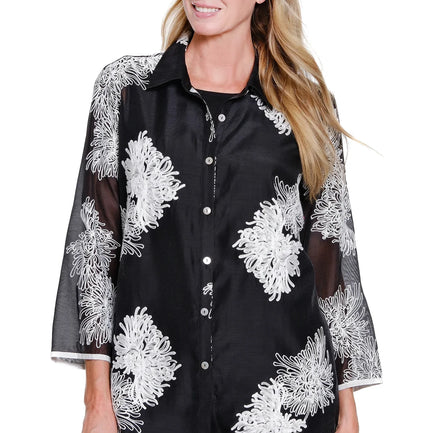 FIRST FRIDAYS SHEER CRINKLE BLOUSE