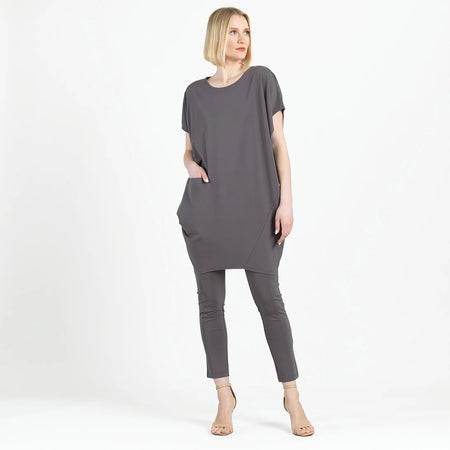ARCHITECTURAL TUNIC POCKET DRESS IN MOCHA