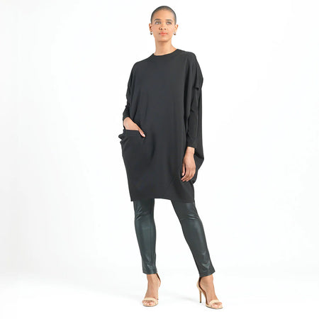 ARCHITECTURAL POCKET DRESS IN BLACK