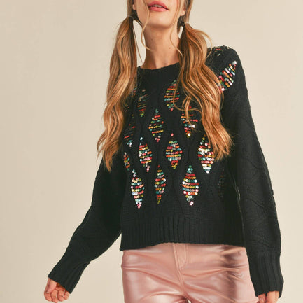 SEQUINING THRU LIFE SWEATER
