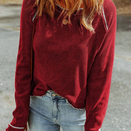 LAYERS OF SOFTNESS KNIT TOP IN FIRE RED