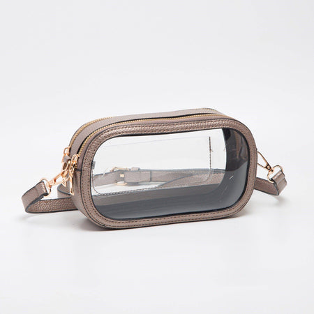 Double Zipper Oval Clear Stadium Bag: Bronze