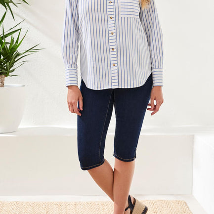 TURKISH SEA SEERSUCKER BUTTON FRONT TOP