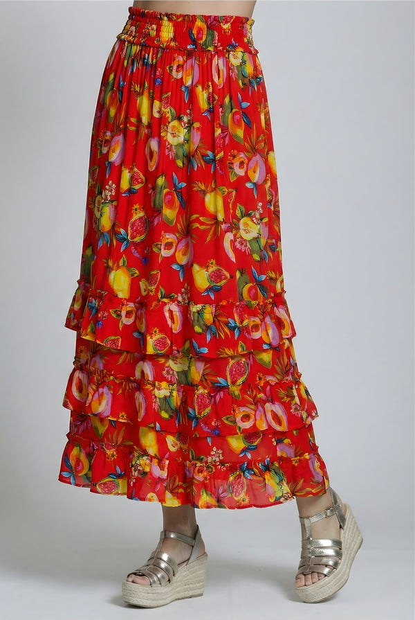 MIRANDA TIERED PRINT SKIRT