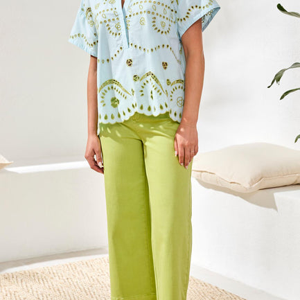 BOHO BLOOMS EMBROIDERED CUTOUT TOP