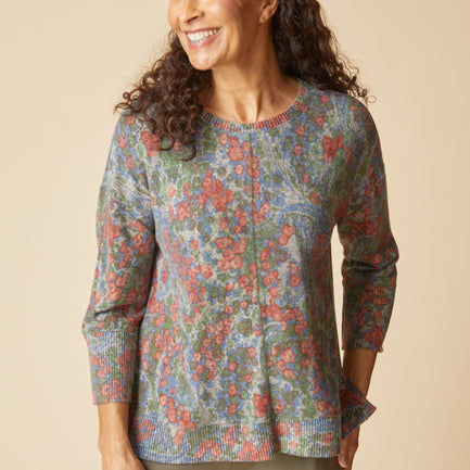 HEATHERED PAISLEY SUPER SOFT BOXY TOP