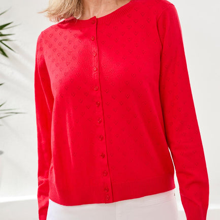 LOML POINTELLE CARDIGAN IN ROUGE RED