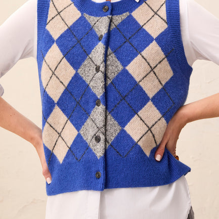 INTARSIA DIAMOND COBALT VEST