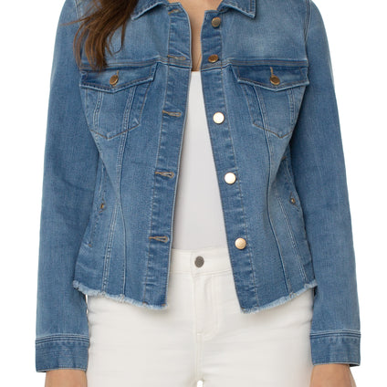 CLASSIC JEAN JACKET WITH FRAY HEM IN PETITE