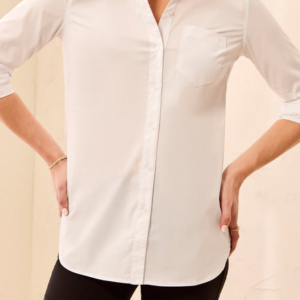 NEVER SKIP A CLASSIC WHITE BUTTON UP BLOUSE