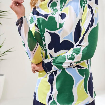 PERFORMANCE LONG SLEEVE TOP IN UPF50+- FLORALIME