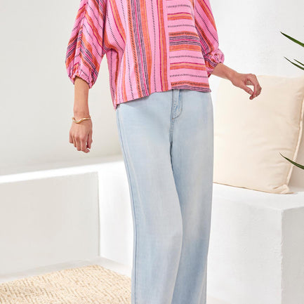 MY WHAT STRIPES BOAT NECK LINEN TOP