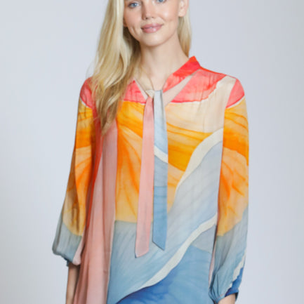 DESERT HORIZON TIE FRONT BLOUSE