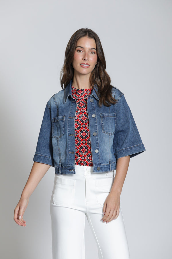 IT'S A SHORT SLEEVED JEAN JACKET