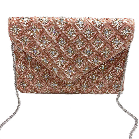 2 TONE BLUSH BEADED BAG